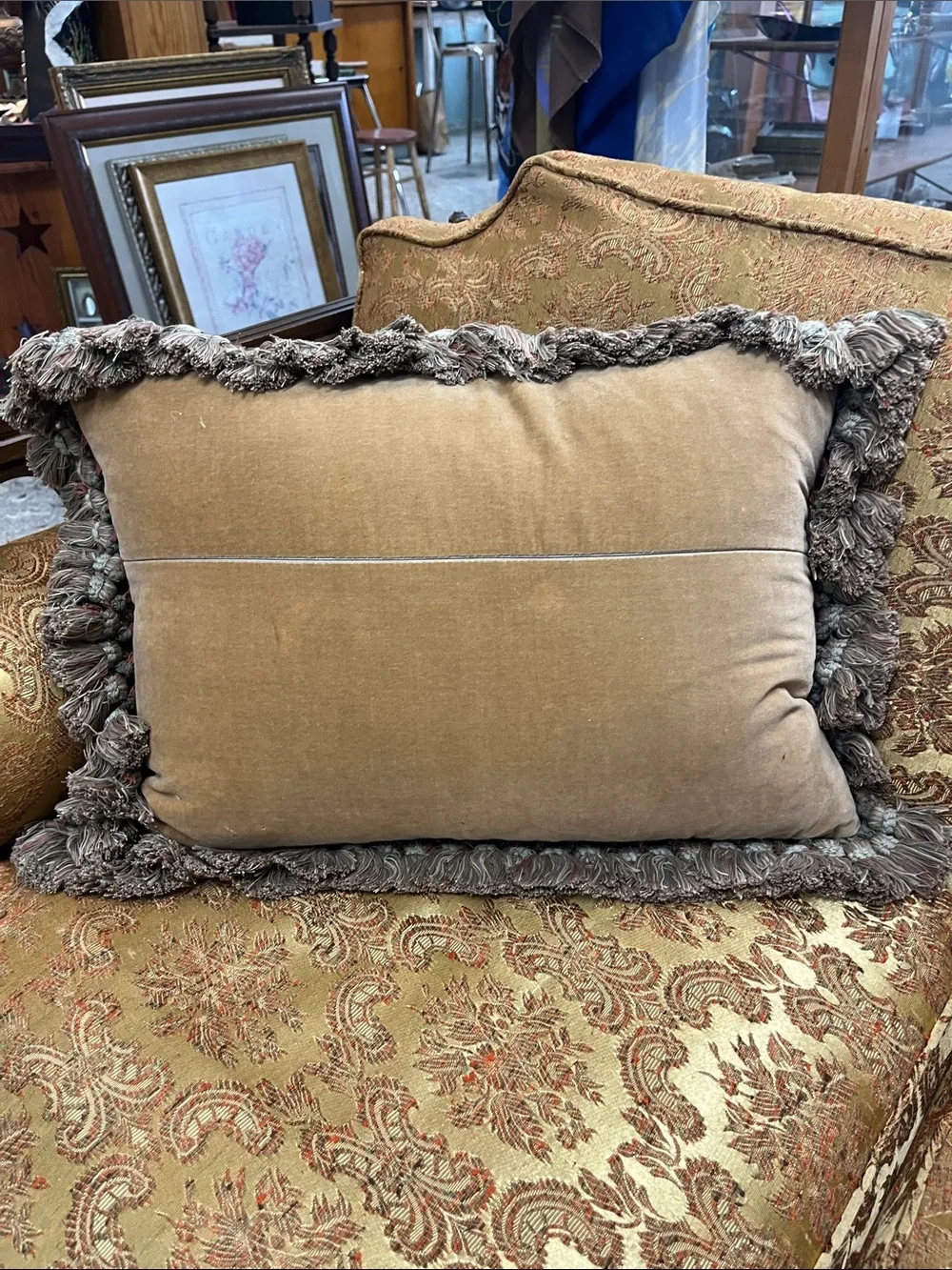 Handwoven Geometric Accent Pillow - Tan & Black